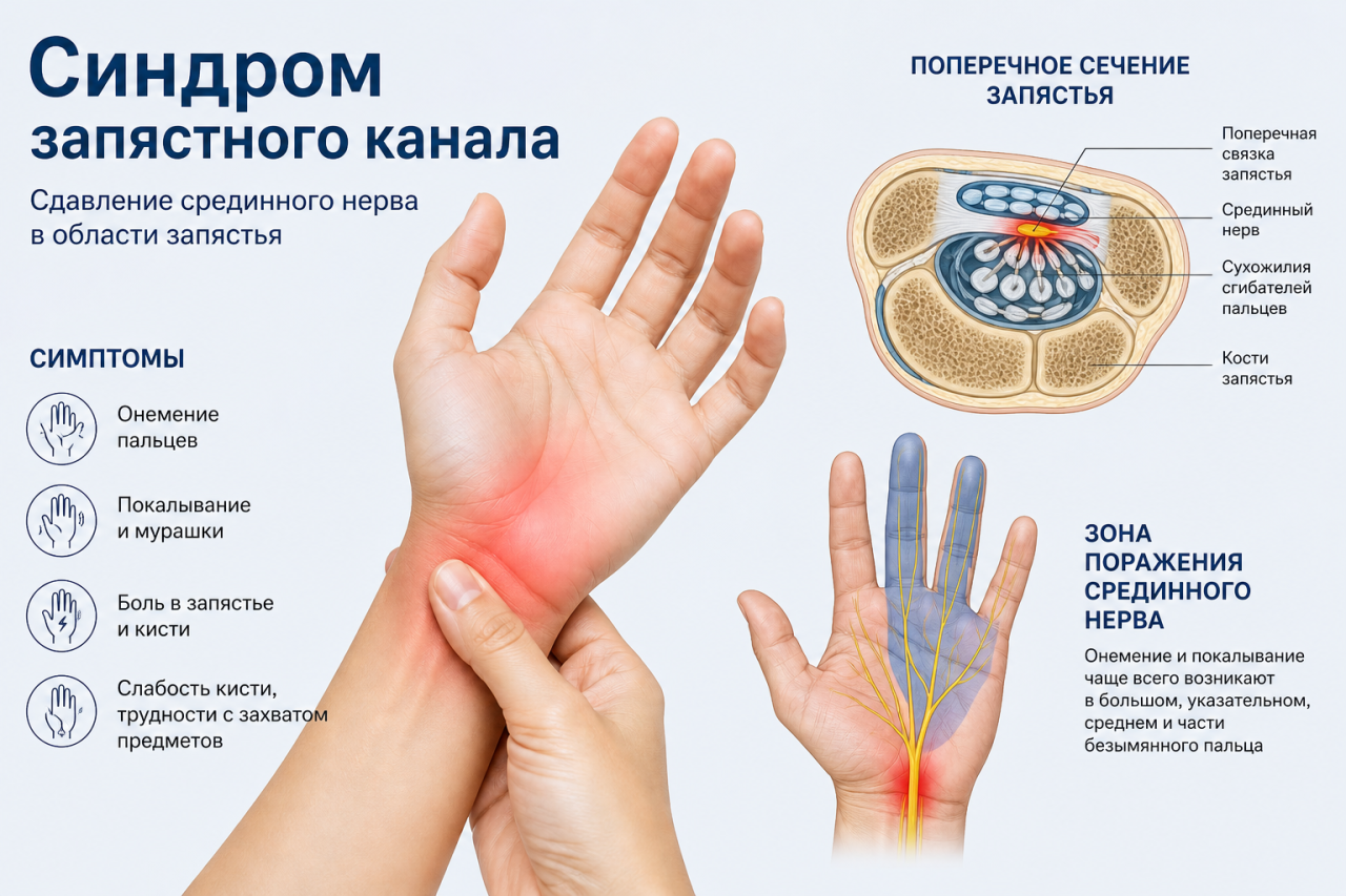 Синдром запястного канала : симптомы, диагностика и лечение&nbsp;
